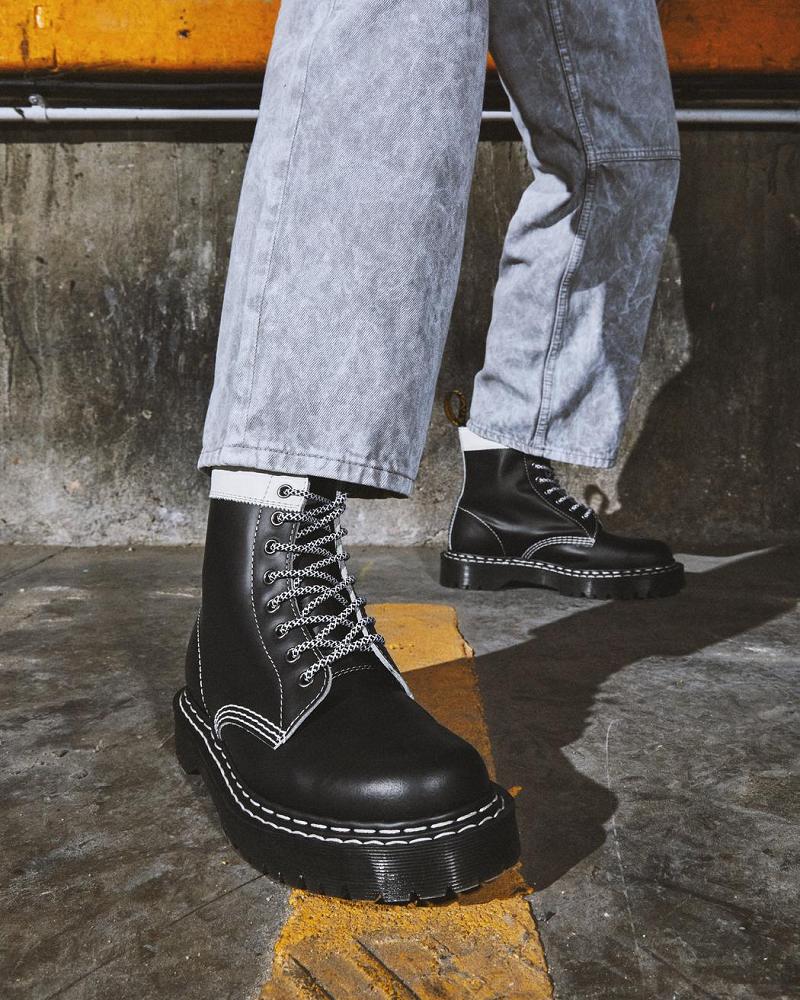 Dr Martens 1460 Pascal Bex Læder Contrast Snørestøvler Dame Sort Hvide | DK 178JPQ